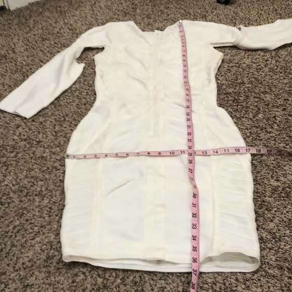 House of CB Bandage Dress Size Small White Cut Out Long Sleeve - Picture 6 of 9